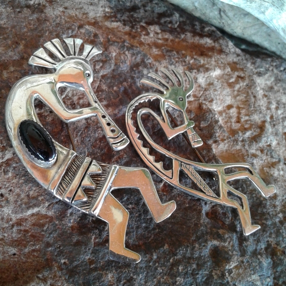 Sterling Silver Set of 2 KOKOPELLI Pins - Picture 9 of 9